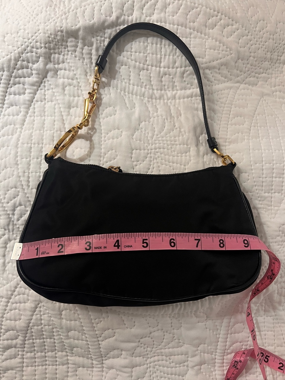 Authentic Prada Black Nylon Mini Shoulder Bag with Gold Hardware - Picture 12 of 14